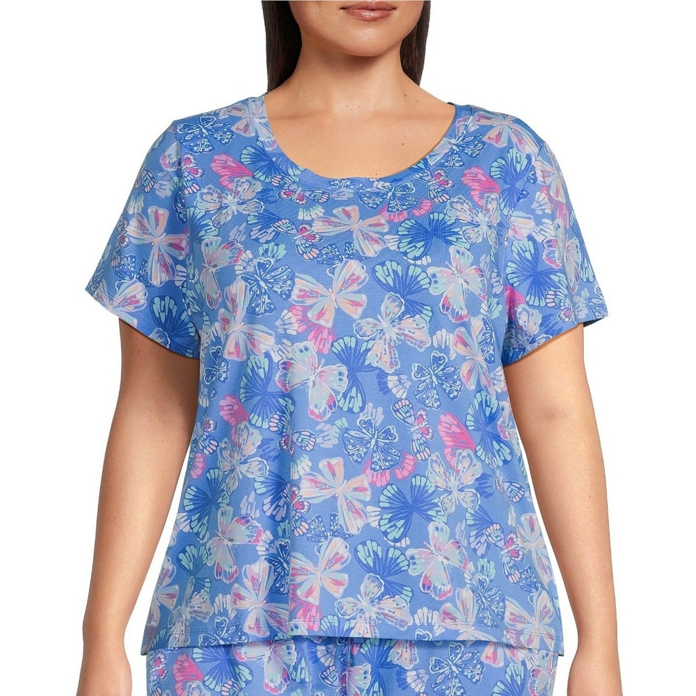 NWT Sleep Sense Blue & Pink Butterflies Print Sleep Tee 2X Firm Price